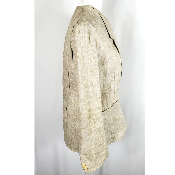 I.B. Diffusion Natural Linen Button Closure Blazer Womens 10 - Picture 2 of 5